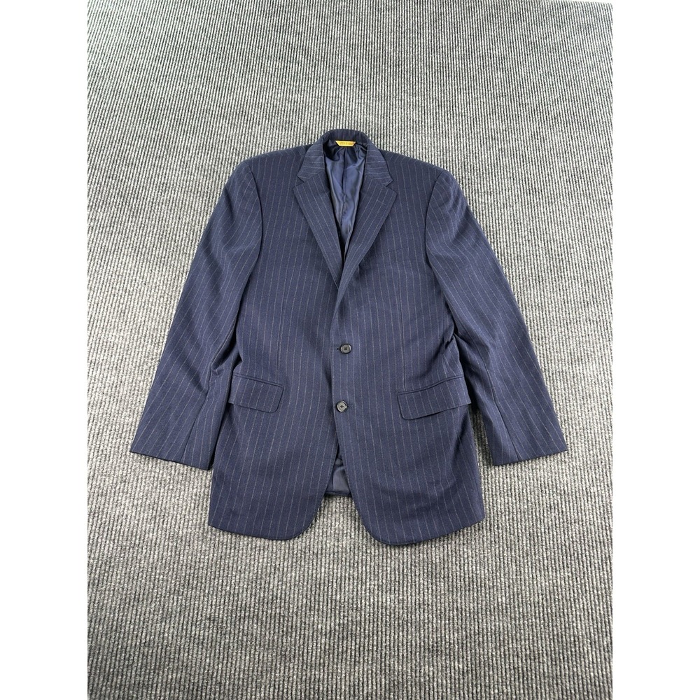 Hickey Freeman Suit Jacket 42 R Blue Wool Striped Premium Loro Piana USA Bespoke